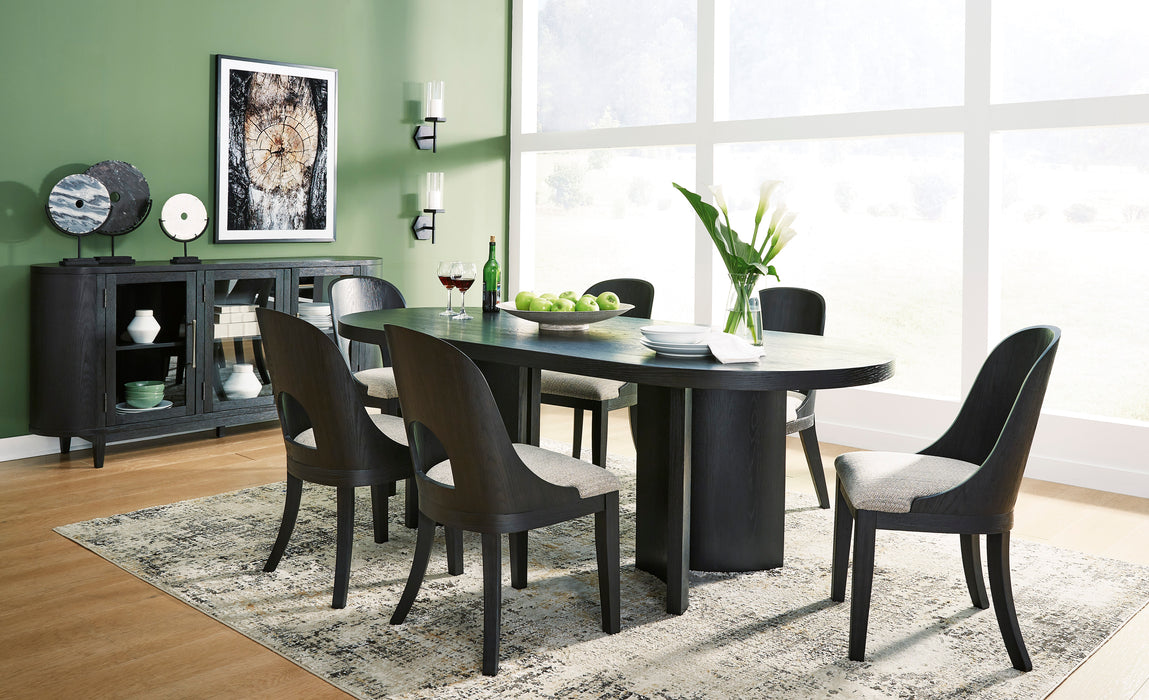 Rowanbeck Dining Table and 6 Chairs in Black