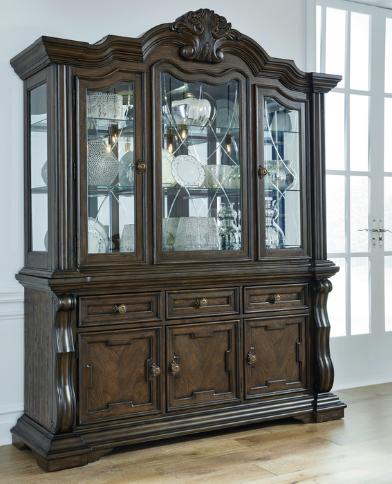 Maylee Dark Brown Dining Buffet and Hutch