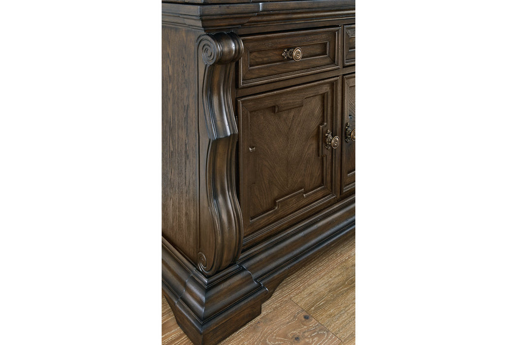 Maylee Dark Brown Dining Buffet and Hutch -  Ashley - Lara Furniture