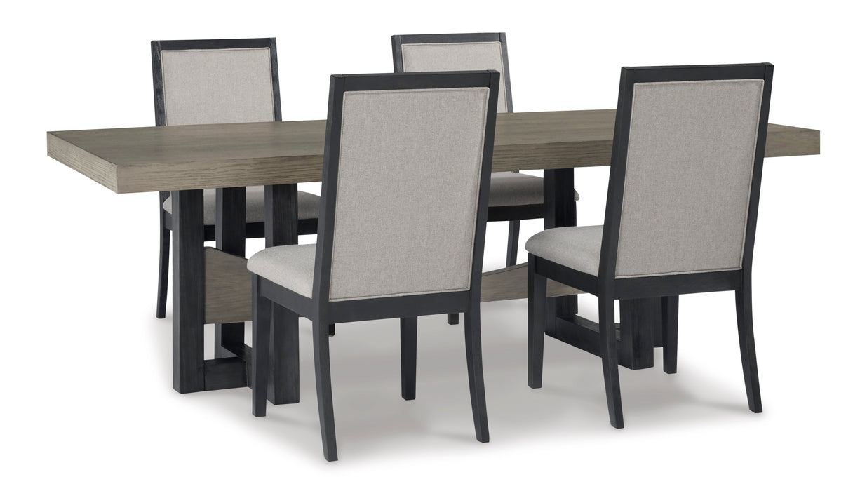 Foyland Light Gray/Black Rectangular Dining Set