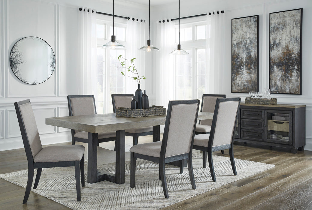 Foyland Light Gray/Black Rectangular Dining Set