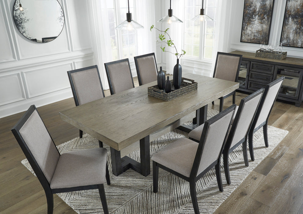 Foyland Light Gray/Black Rectangular Dining Set