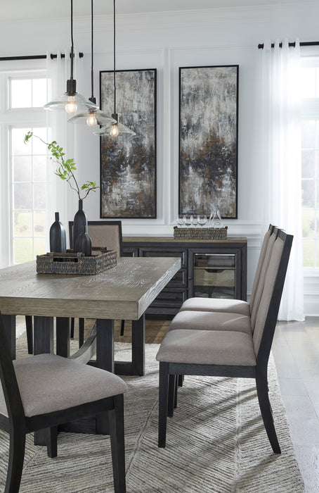 Foyland Light Gray/Black Rectangular Dining Set