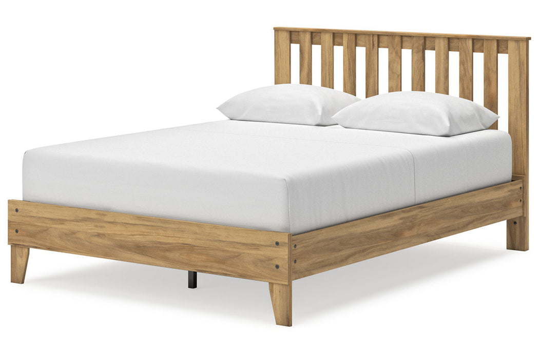 Bermacy Light Brown Queen Platform Panel Bed -  Ashley - Lara Furniture