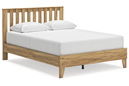 Bermacy Light Brown Queen Platform Panel Bed -  Ashley - Lara Furniture