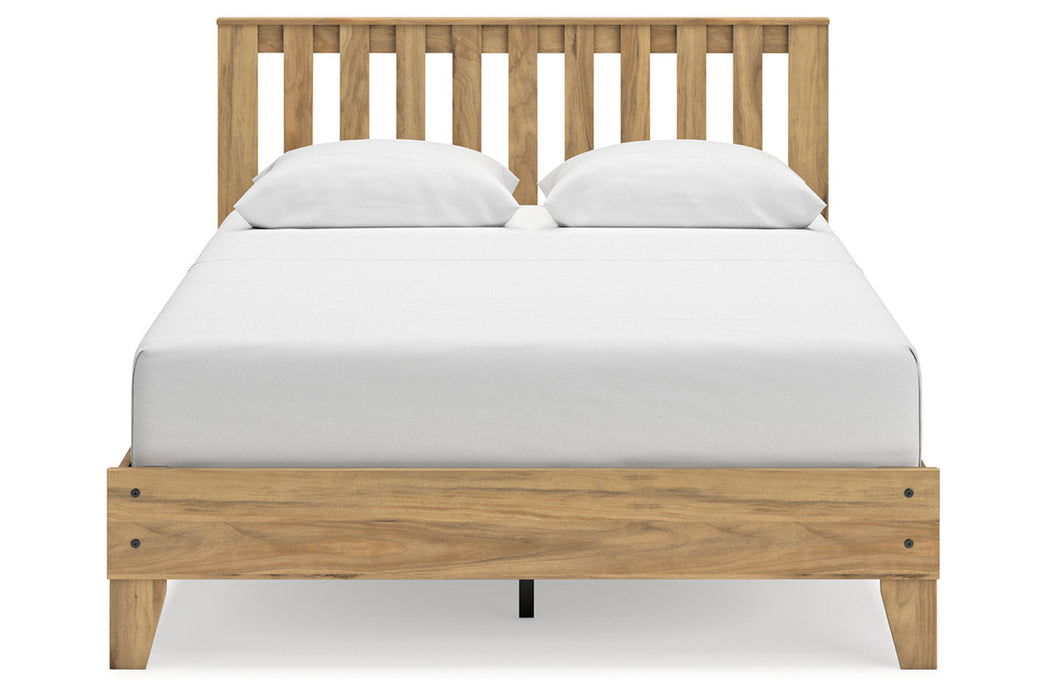 Bermacy Light Brown Queen Platform Panel Bed -  Ashley - Lara Furniture