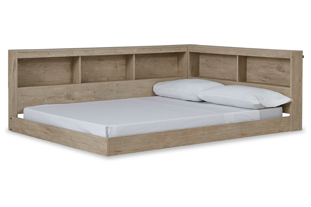 Oliah Natural Full Bookcase Storage Bed