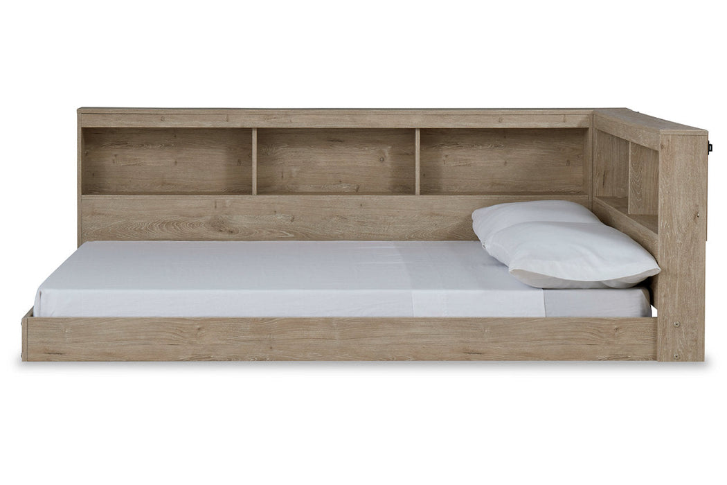 Oliah Natural Full Bookcase Storage Bed