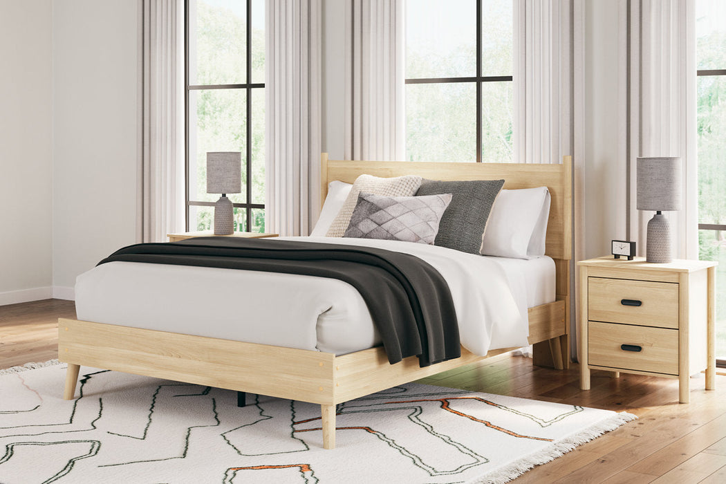 Cabinella Tan Queen Platform Panel Bed -  Ashley - Lara Furniture