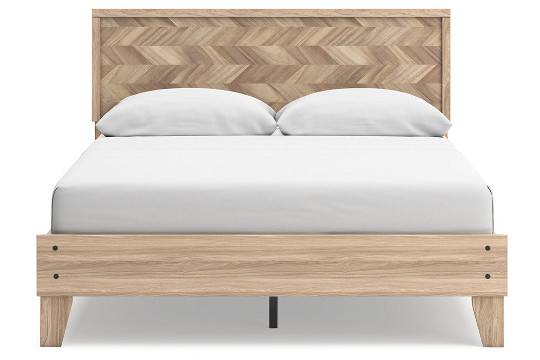 Battelle Tan Queen Platform Bed -  Ashley - Lara Furniture