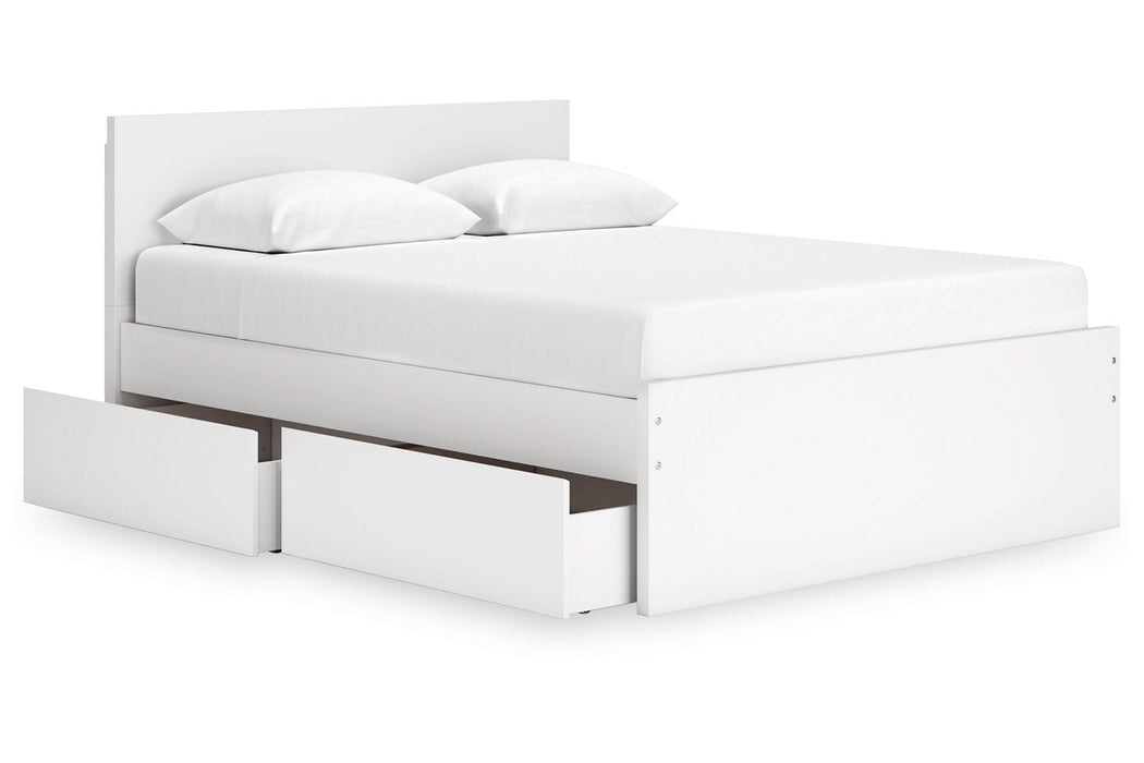 Onita White Queen Platform Bed with 1 Side Storage -  Ashley - Lara Furniture