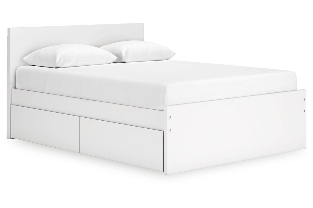 Onita White Queen Platform Bed with 1 Side Storage -  Ashley - Lara Furniture