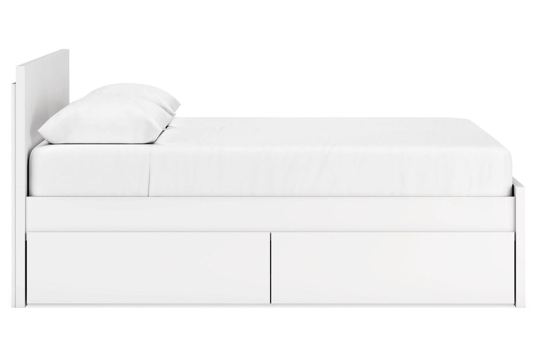 Onita White Queen Panel Platform Bed with 1 Side Storage