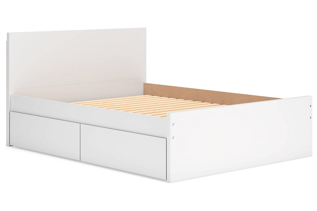 Onita White Queen Platform Bed with 2 Side Storage -  Ashley - Lara Furniture