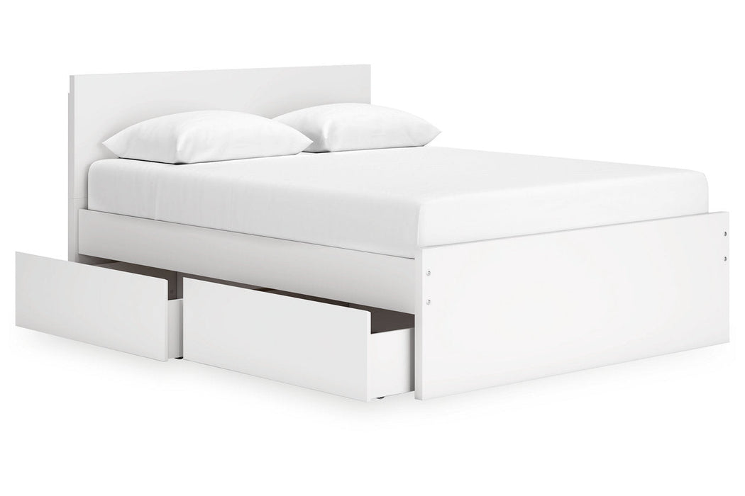 Onita White Queen Platform Bed with 2 Side Storage -  Ashley - Lara Furniture