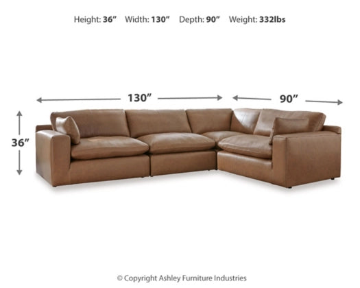 [EXCLUSIVE] Emilia 4-Piece Caramel Leather Sectional