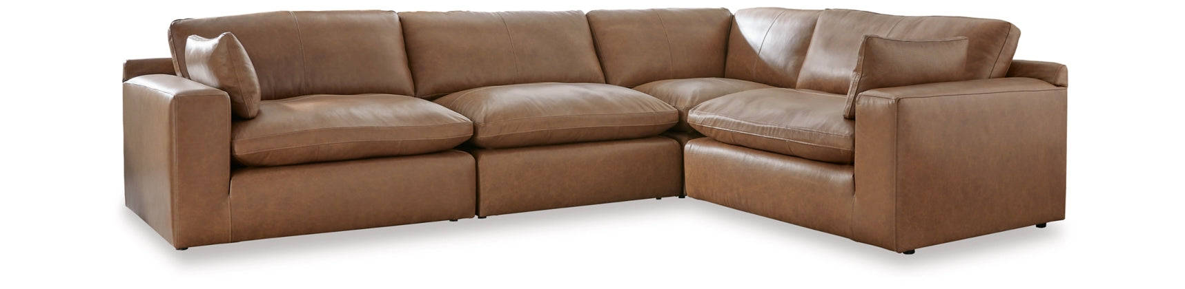 [EXCLUSIVE] Emilia 4-Piece Caramel Leather Sectional