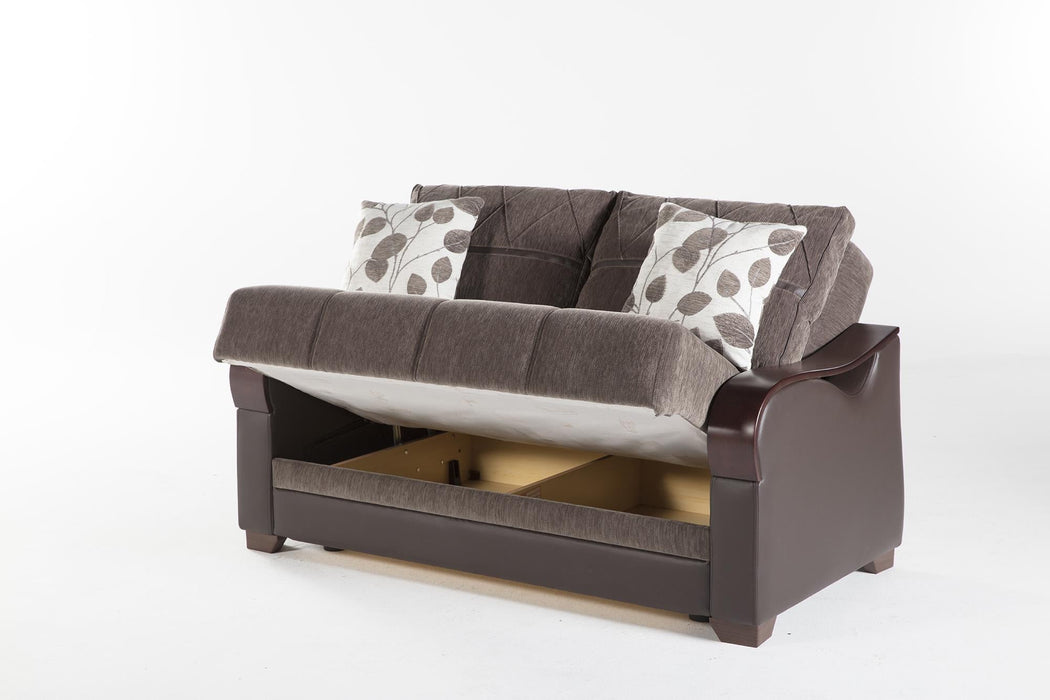 Bennett Loveseat (Armoni Brown)/W Brown Vynil