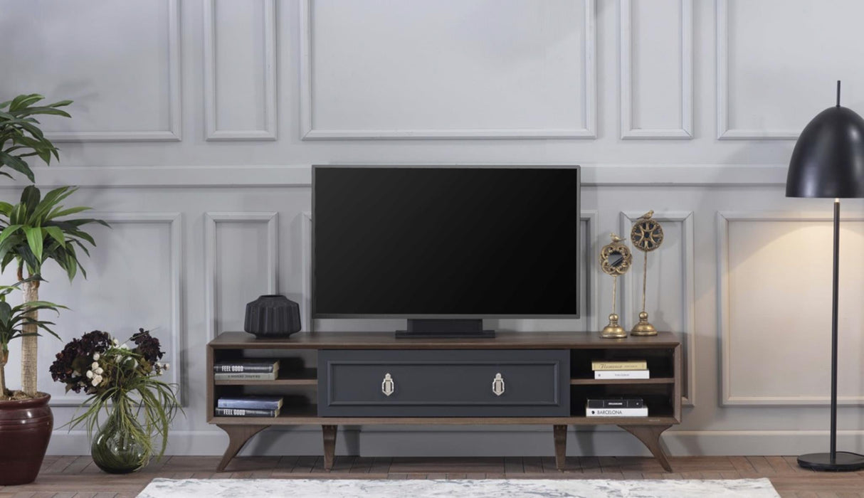 Alegro Tv Stand (Light Walnut /Anthracite)