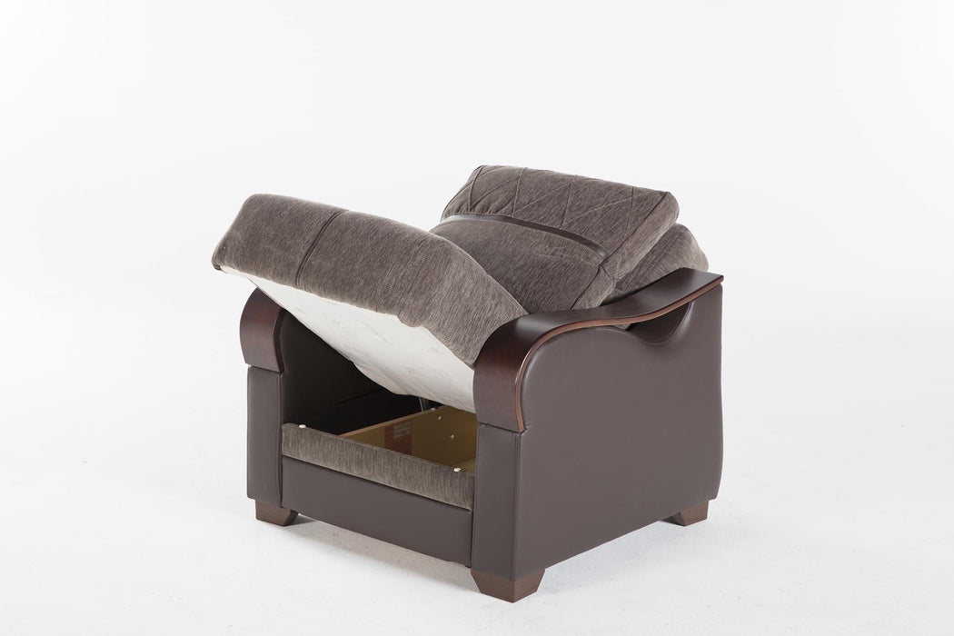 Bennett Armchair (Armoni Brown)/W Brown Vynil