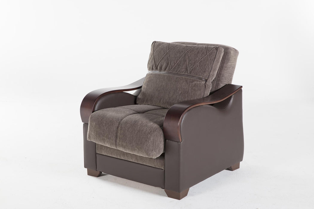 Bennett Armchair (Armoni Brown)/W Brown Vynil