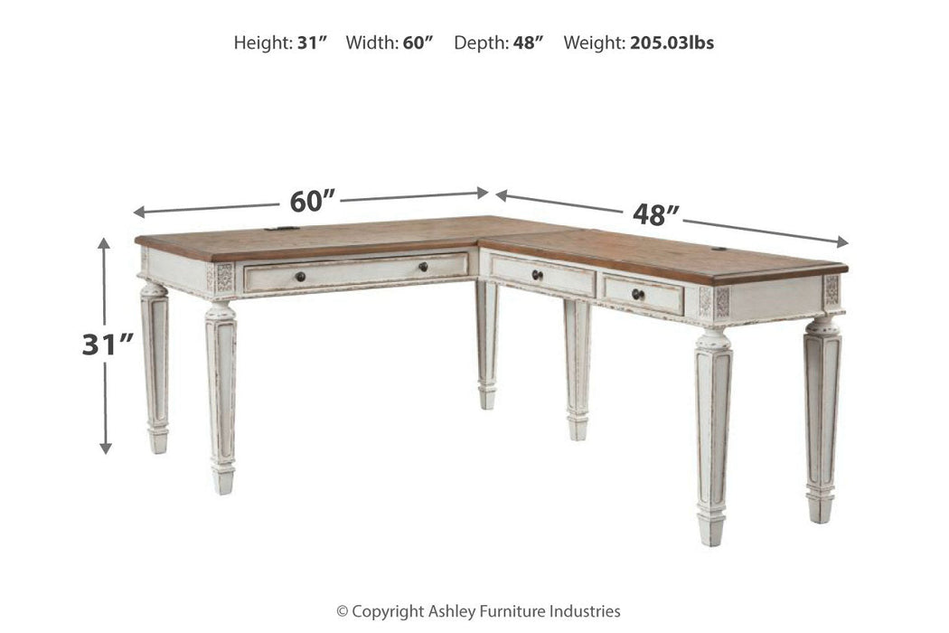 Realyn White/Brown 2-Piece Home Office Desk