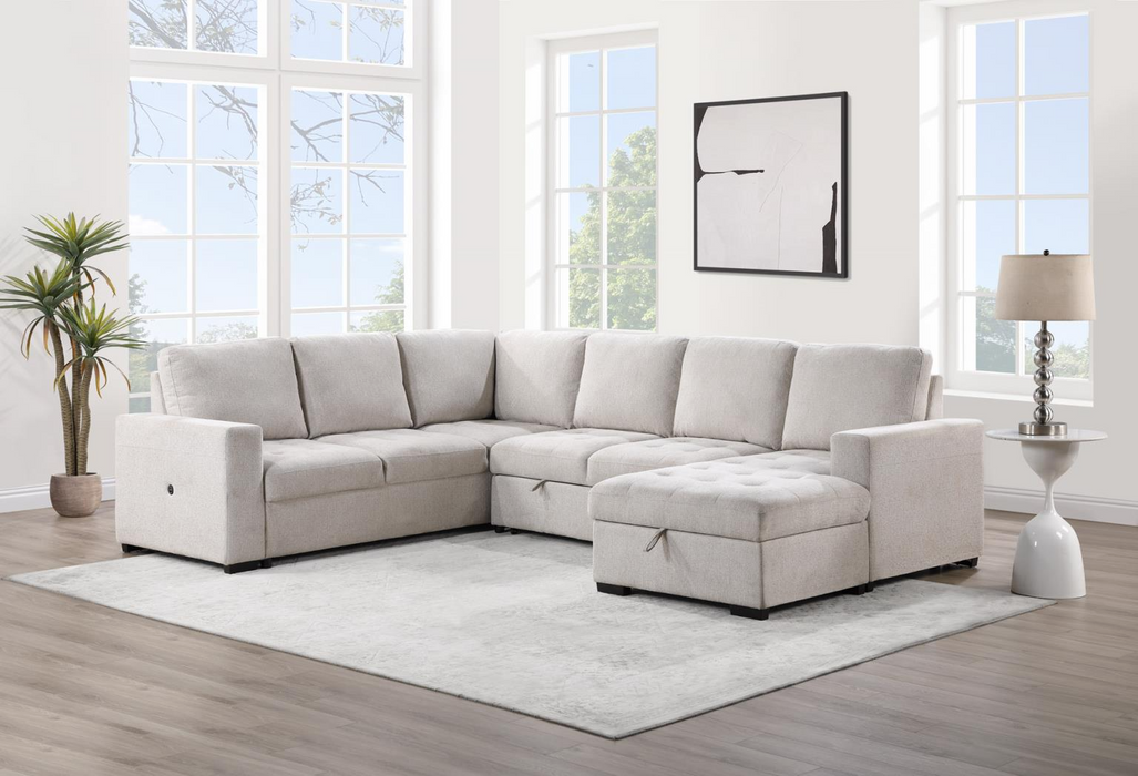 Larry Beige 3 Piece Sleeper Sectional