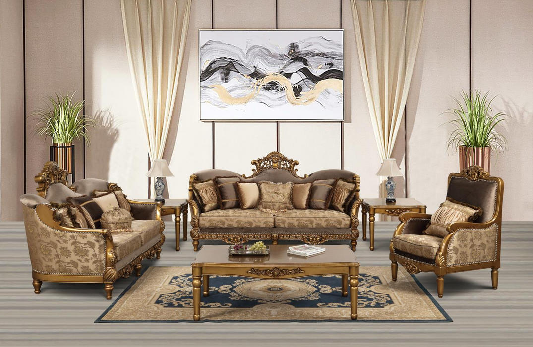 Adalyn Light Brown Traditional Living Room Set ( Sofa & Loveseat)