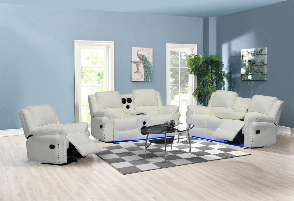 Cesar White Reclining Living Room Set