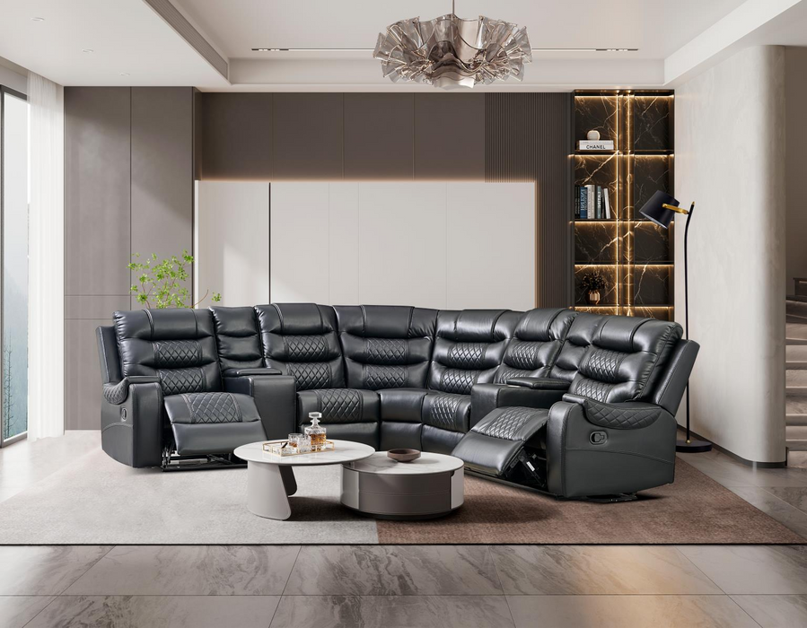 Victor Black 3 Piece Reclining Sectional