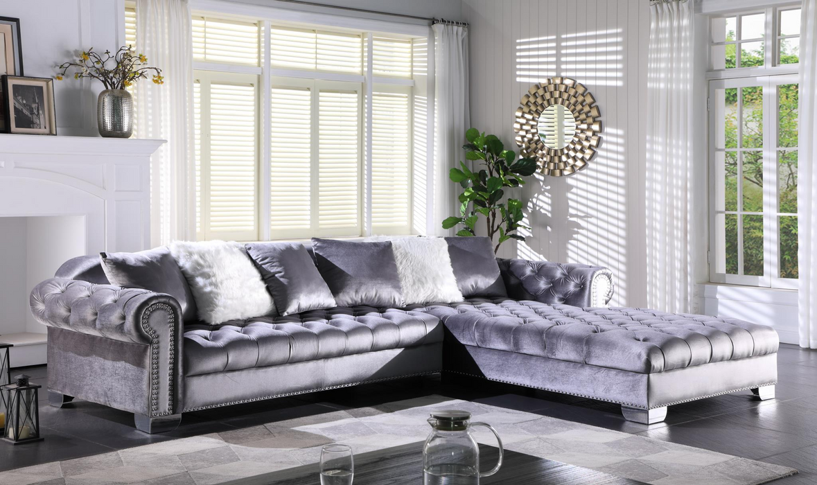 Kylie Grey Velvet 2 Piece Sectional