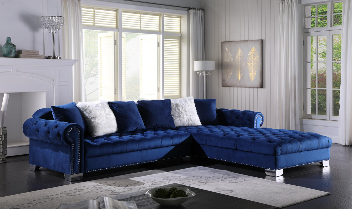 Kylie Navy Blue Velvet 2 Piece Sectional