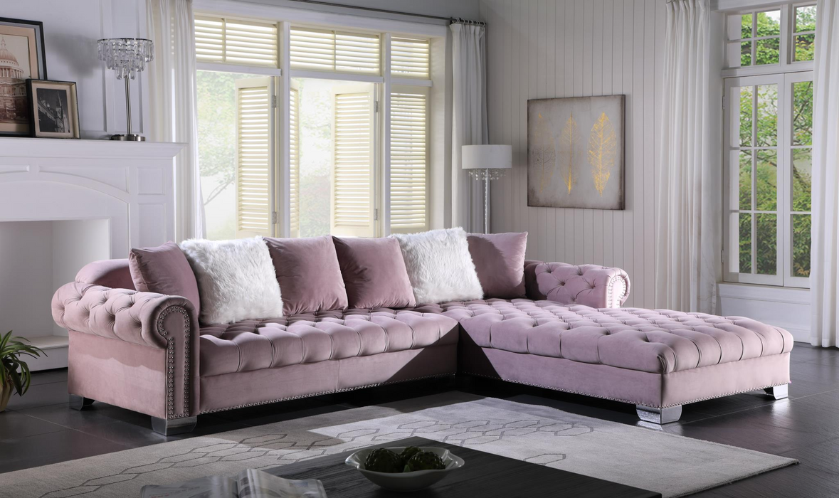 Kylie Pink Velvet 2 Piece Sectional