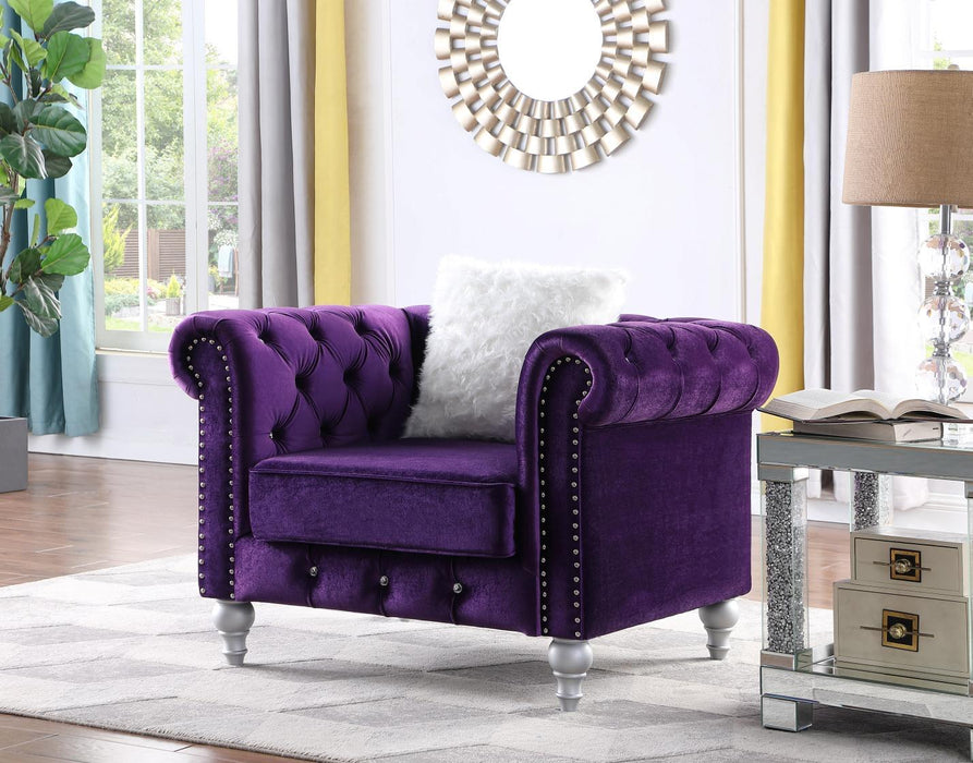 Aya Purple Velvet Living Room Set