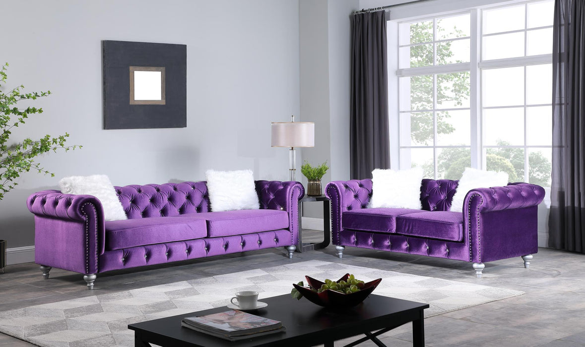 Aya Purple Velvet Living Room Set