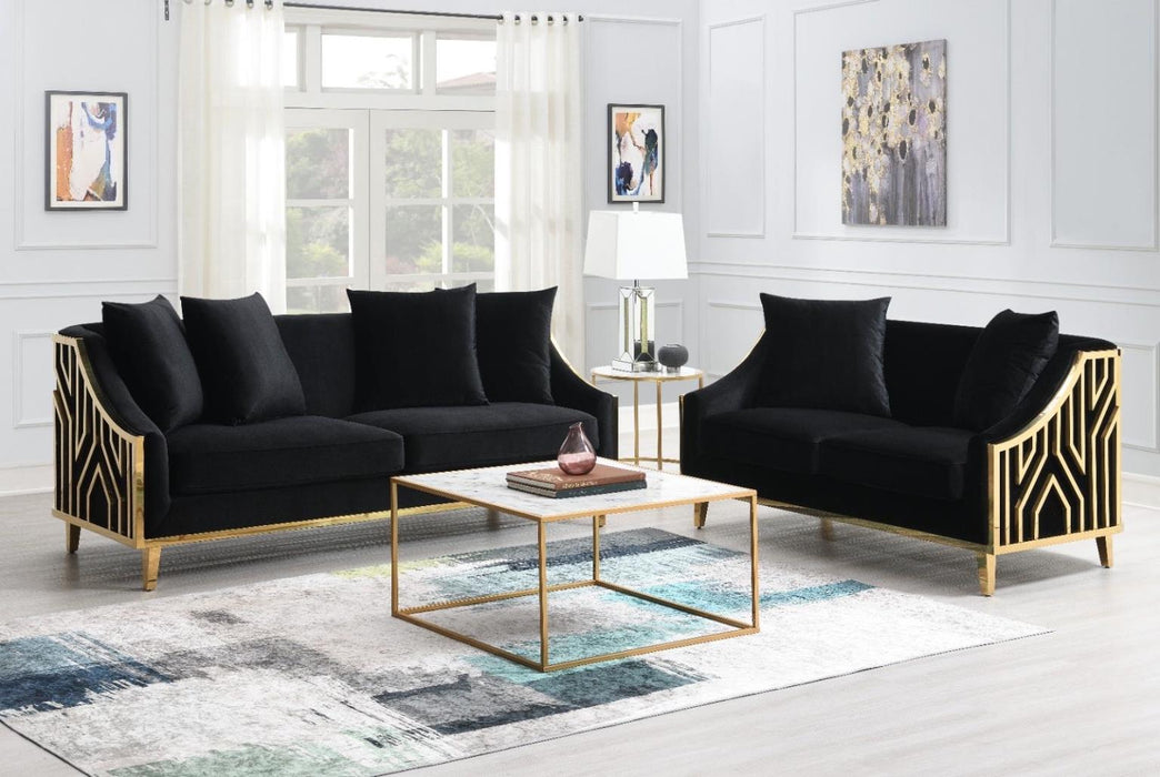 Stillo Black Living Room Set (Sofa & Loveseat)