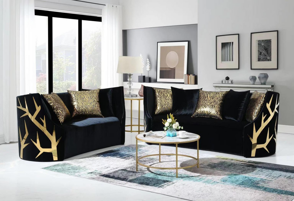 Kaiser Black Living Room Set ( Sofa & Loveseat)