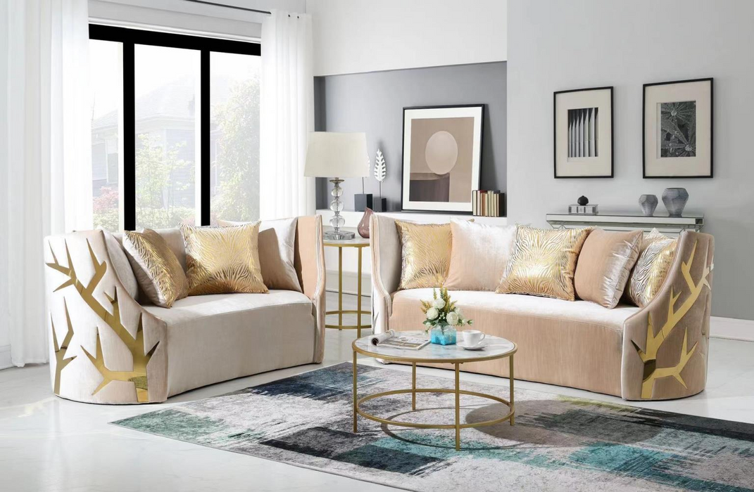 Kaiser Cream Living Room Set ( Sofa & Loveseat)