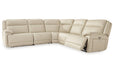 Double Deal Almond 5-Piece Power Reclining Sectional -  Ashley - Lara Furniture