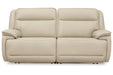 Double Deal Almond 2-Piece Power Reclining Loveseat Sectional -  Ashley - Lara Furniture