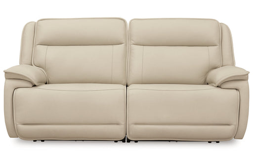 Double Deal Almond 2-Piece Power Reclining Loveseat Sectional -  Ashley - Lara Furniture