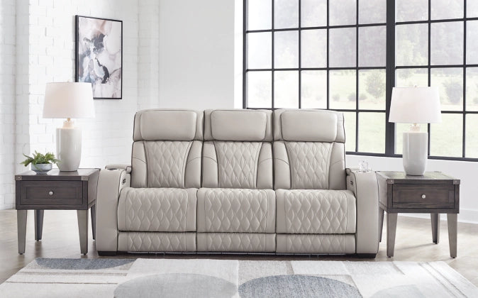 [EXCLUSIVE] Boyington Gray Power Reclining Sofa with ADJ Headrest