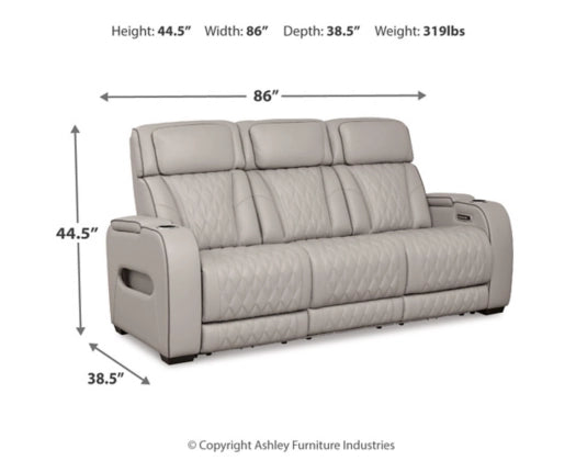 [EXCLUSIVE] Boyington Gray Power Reclining Sofa with ADJ Headrest