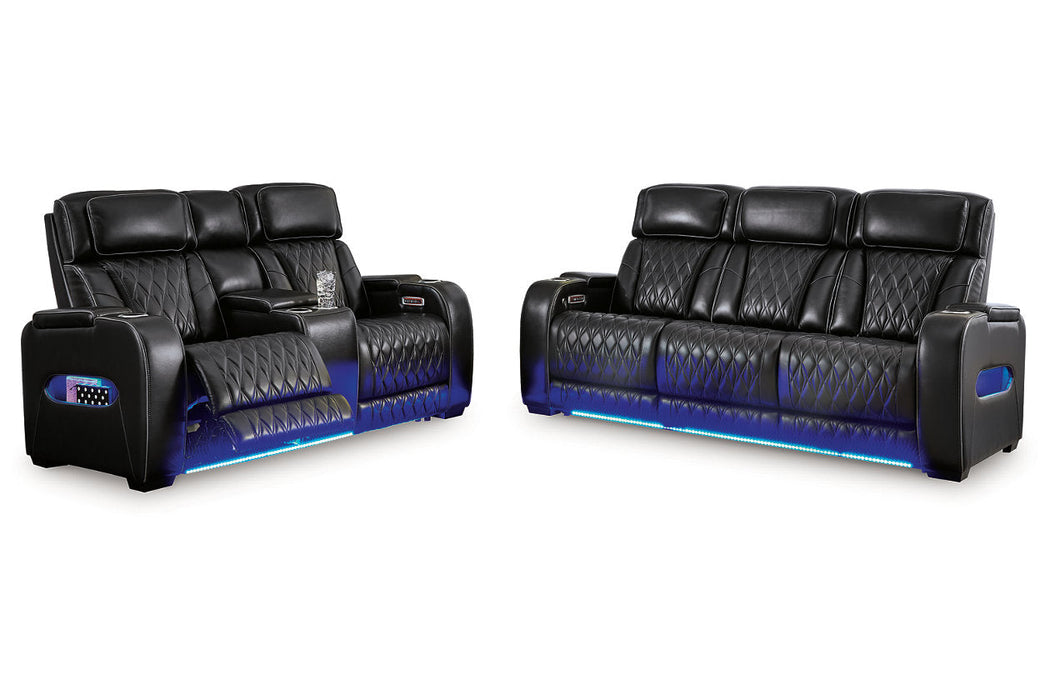 Boyington Black Power Reclining Living Room Set -  Ashley - Lara Furniture