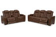 Backtrack Chocolate Power Reclining Sofa and Loveseat -  Ashley - Lara Furniture