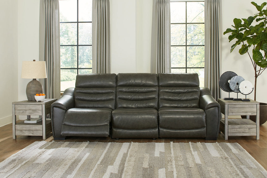 Center Line Dark Gray 3-Piece Power Reclining Sectional Sofa -  Ashley - Lara Furniture