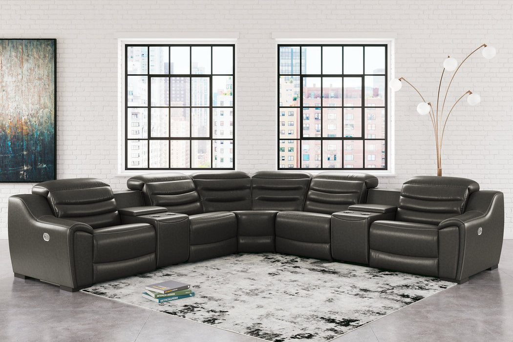 Center Line Dark Gray 7-Piece Power Reclining Sectional -  Ashley - Lara Furniture