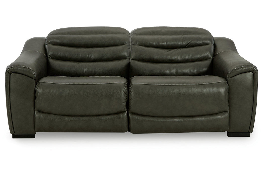 Center Line Dark Gray 2-Piece Power Reclining Sectional Loveseat -  Ashley - Lara Furniture