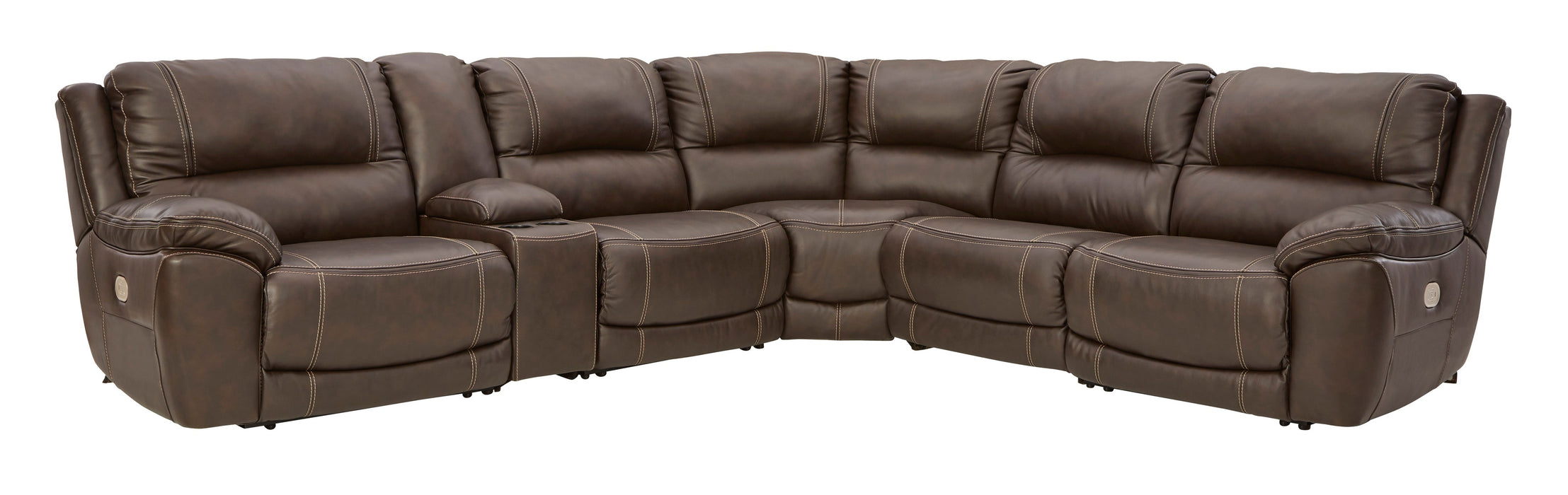 Dunleith Chocolate Power Recliner 6pc Sectionals