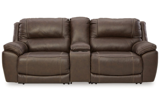 Dunleith Chocolate 3-Piece Power Reclining Loveseat with Console -  Ashley - Lara Furniture